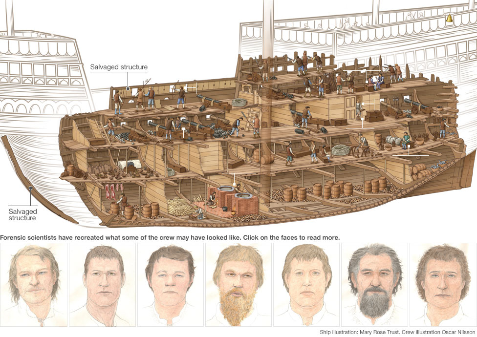 Graphic: Cutaway showing the Mary Rose